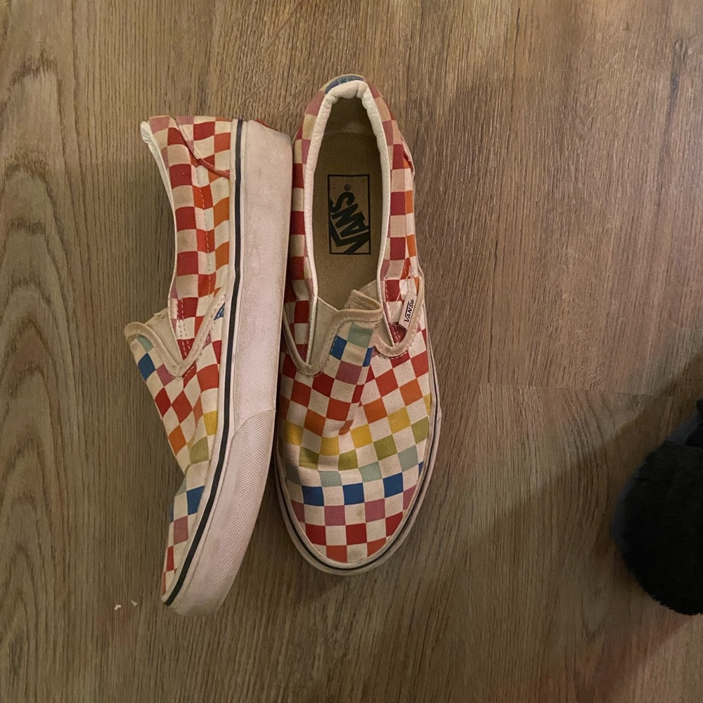 rainbow slip on vans